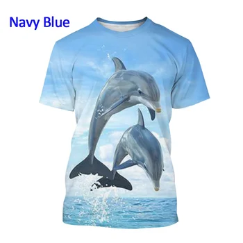Forró 3d Delfinek Állati ösztönök a Férfiak, mind a Nők Nyári póló Személyiség Aranyos Trend Kerek Nyakú póló