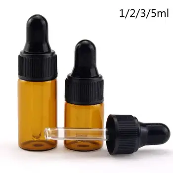10pcs1/2/3/5ML Amber Üveg Cseppentő Üveg,Újratölthető teafaolaj Alapvető Aromaterápiás Parfüm Tartály Folyékony Pipetta Üveg